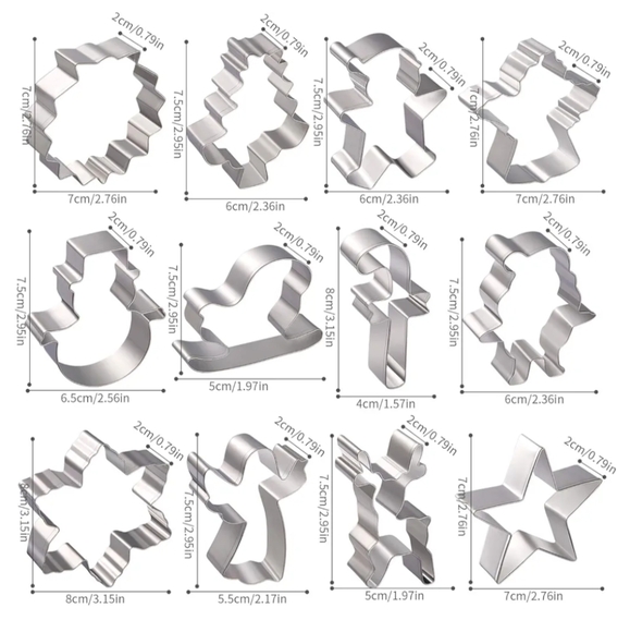 12pcs Christmas Cookie Cutters Set, New - Picture 3 of 8